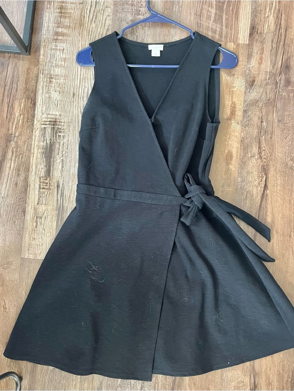 J. Crew Black Sleeveless Wrap Mini Dress